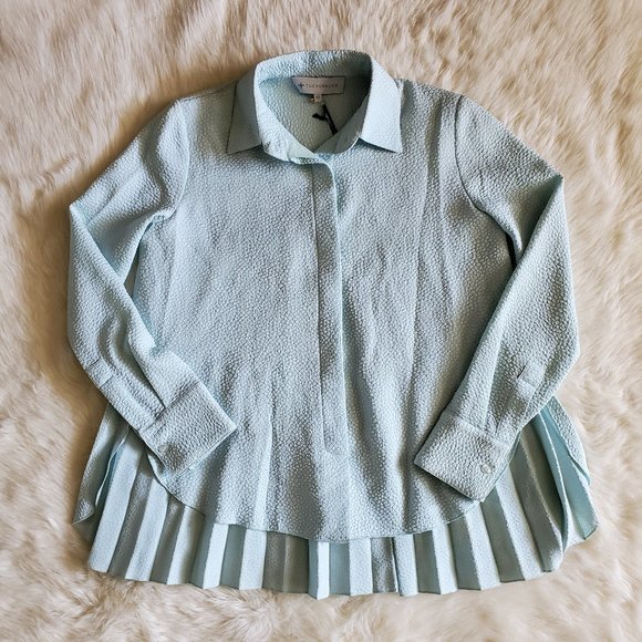 Tuckernuck Pleated Top Adele Sea Glass Blue Size XS NWT - Picture 6 of 12